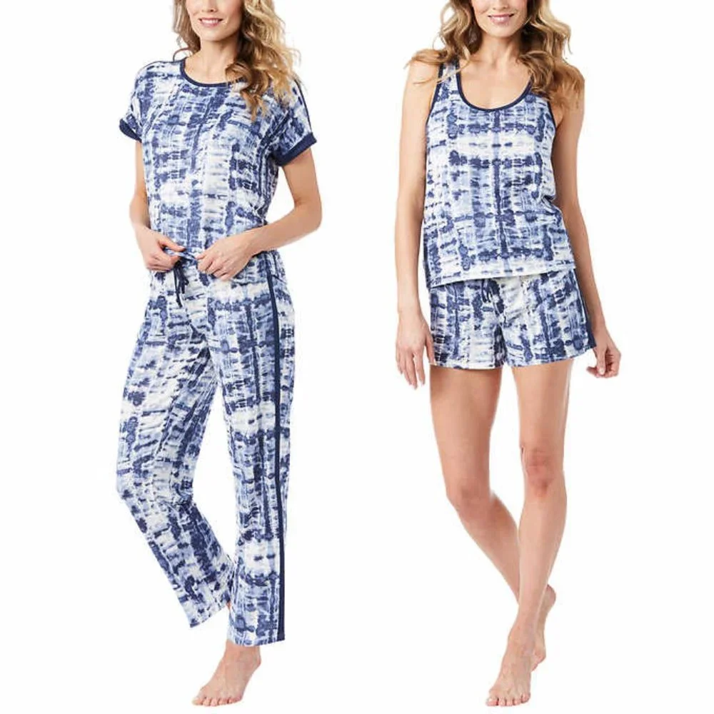 Lucky Brand Women's 4 piece PJ Set Blue Soft Knit Regular and Plus Sizes - Picture 1 of 7